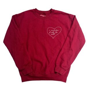 Girl Tribe Co All Too Well Heart Red Crewneck Sweatshirt Small